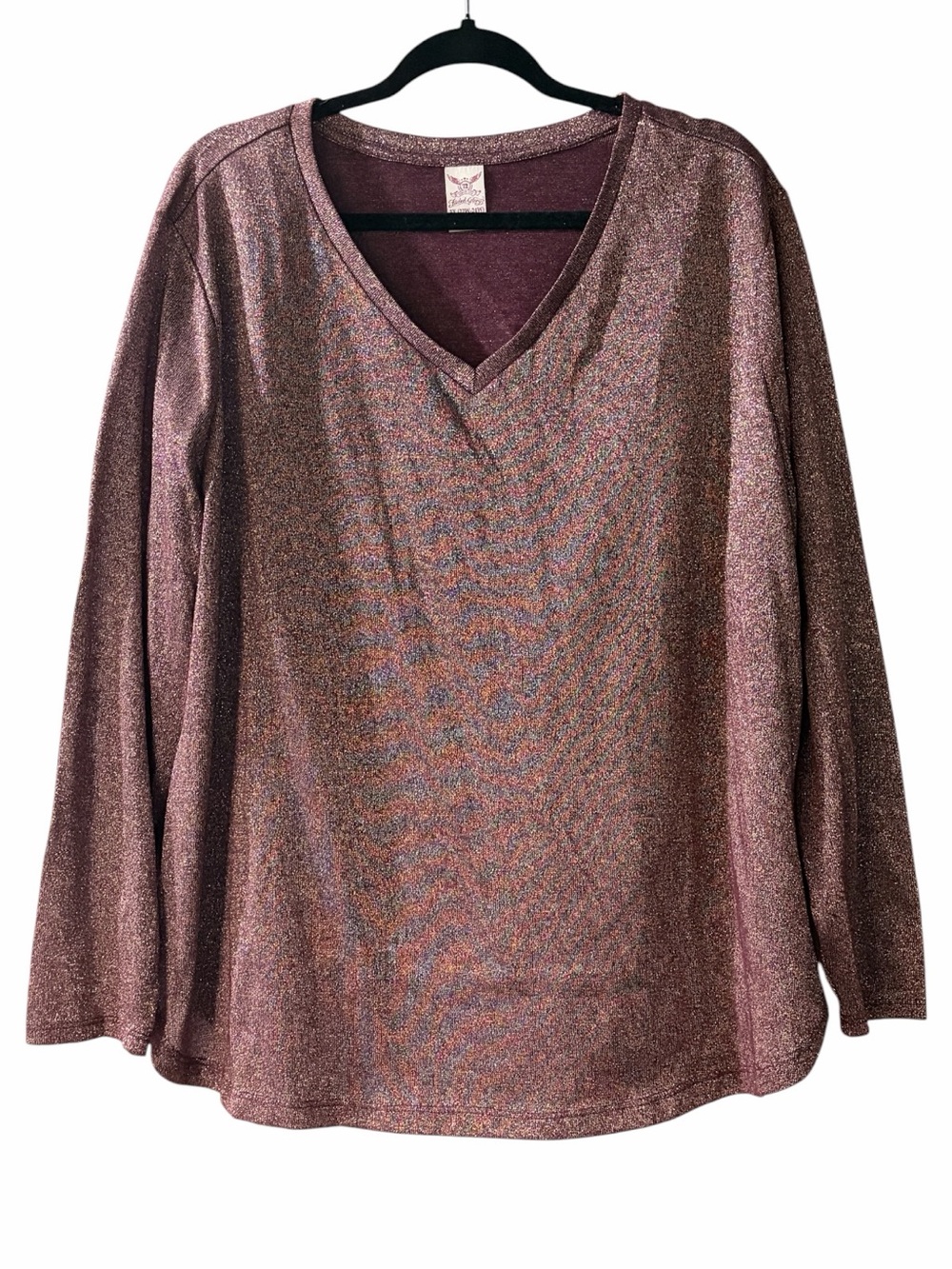 Plus Size Burgundy Maroon Gold Metallic Top 3X